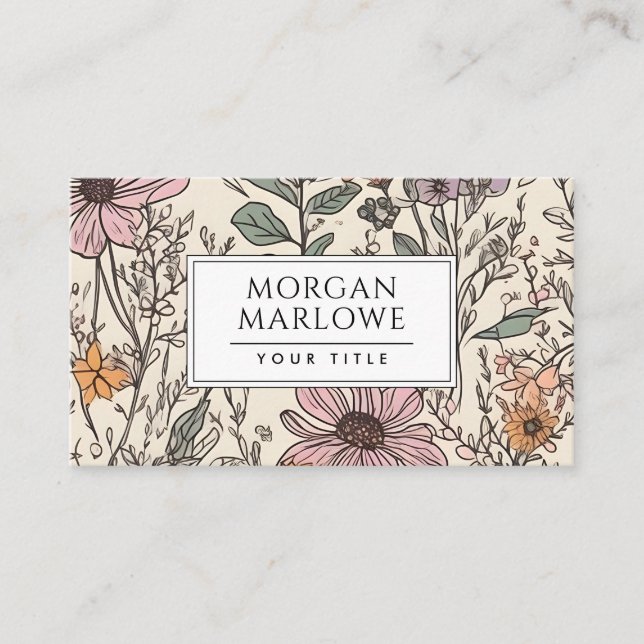 Cartão De Visita Floral Botânico de Flor Botânico Elegante (Frente)