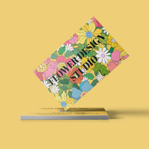 Cartão De Visita Floral Botânico de Verão Amarelo