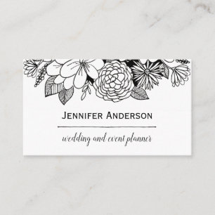 Cartão De Visita Floral branco preto