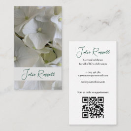 Cartão De Visita Floral Branco Simples do Celebrante do casamento