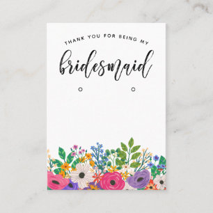 Cartão De Visita Floral Bridesmaid Obrigado A Favor Da Apresentação