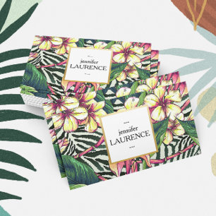 Cartão De Visita Floral colorido brilhante do Plumeria corajoso