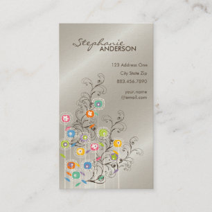 Cartão De Visita Floral colorido lunático do jardim Groovy