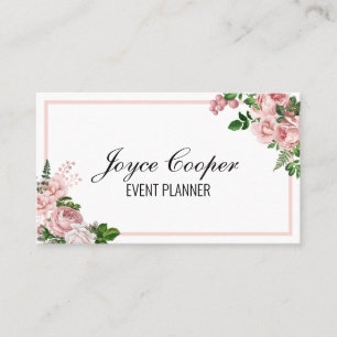 Cartão De Visita Floral Cor-de-Rosa Personalizado