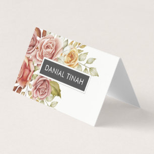 Cartão De Visita Floral de Aquarela Elegante