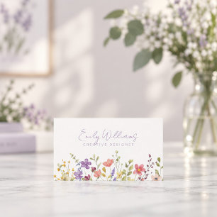 Cartão de Visita Floral de Aquarela Flores Silvest