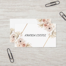 Cartão De Visita Floral de Cor de Água Feminina Rosa Esbranquiçada