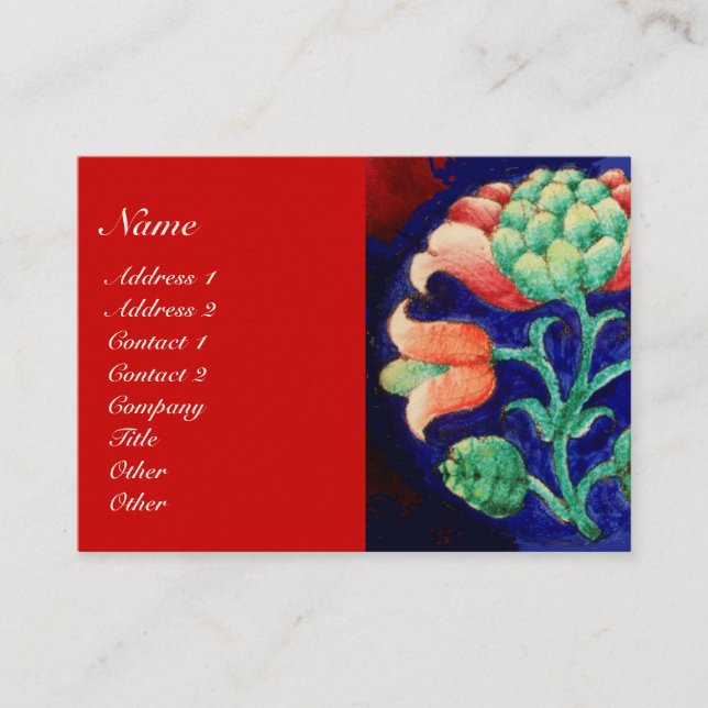 Cartão De Visita FLORAL DECOR Azul, Rosa,Verde (Frente)