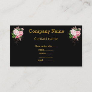 CARTÃO DE VISITA FLORAL DOURADO PRETO