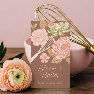 Cartão De Visita Floral e Folhagem Linha Elegante Desenho Padaria B