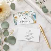 Cartão de Visita Floral Elegante, 3,5" x 2,0"