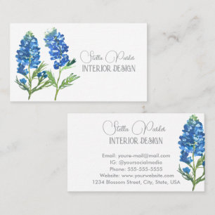 Cartão de Visita Floral Elegante Bluebonnets Texas