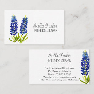 Cartão de Visita Floral Elegante Bluebonnets Texas