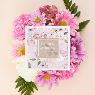 cartão de visita floral elegante de rosa jardim