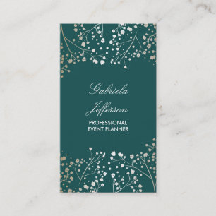 Cartão De Visita Floral elegante Dourado das cores da respiração