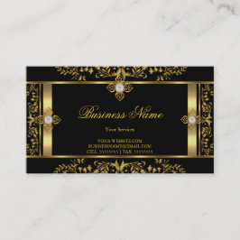 Cartão de Visita Floral Elegante dourado preto