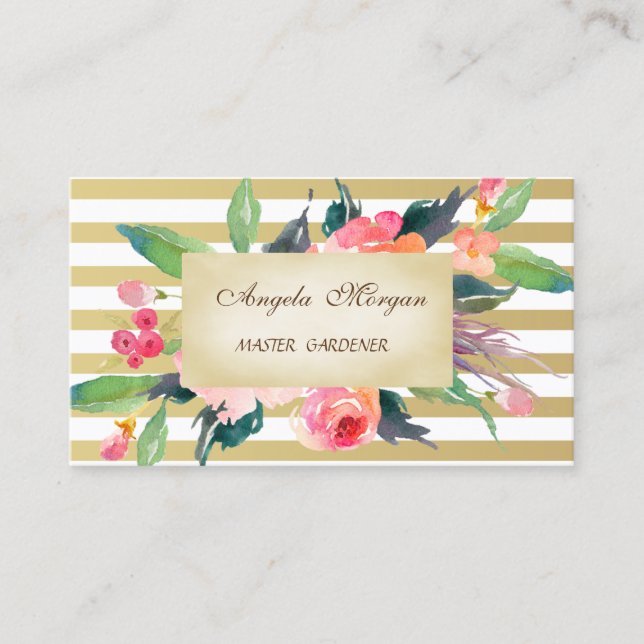 Cartão De Visita Floral Elegante Na moda Professional (Frente)