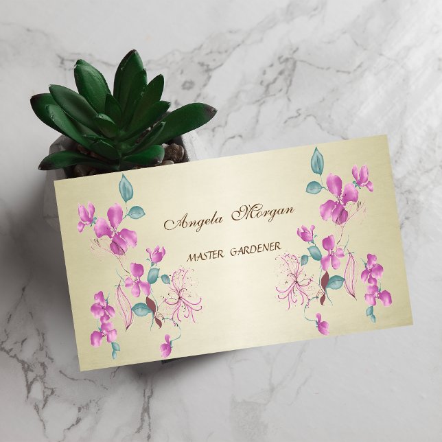 Cartão De Visita Floral Elegante Na moda Professional (Criador carregado)