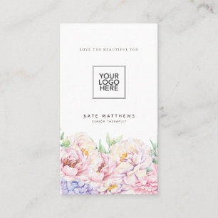 Cartão de visita Floral Elegante Simples com códig