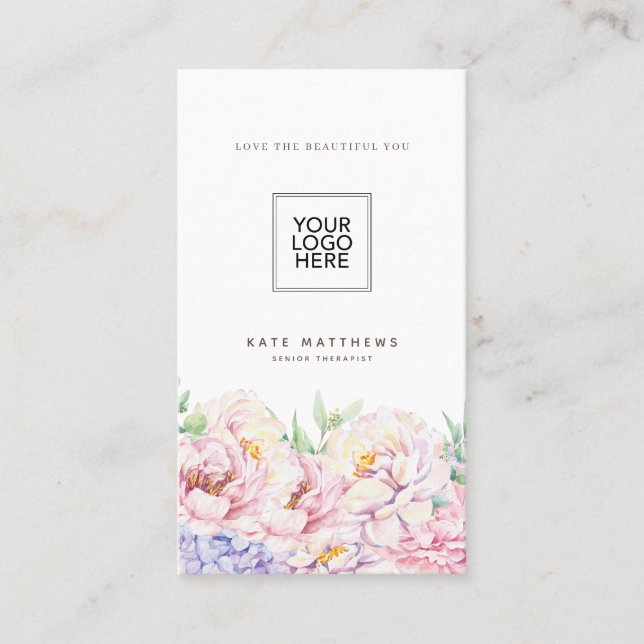 Cartão de visita Floral Elegante Simples com códig (Frente)