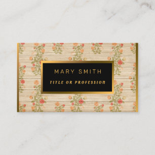 Cartão De Visita Floral em Madeira Dourada Personalizar Professiona
