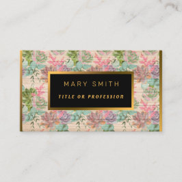 Cartão De Visita Floral em Madeira Dourada Personalizar Professiona