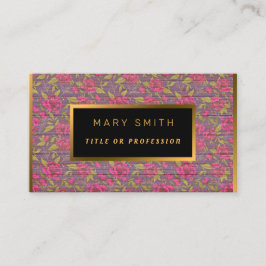 Cartão De Visita Floral em Madeira Dourada Personalizar Professiona