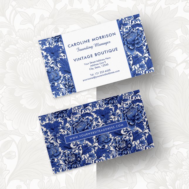 Cartão De Visita Floral Eterno Elegance Blue e White Chintz (Criador carregado)