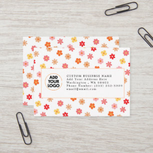 Cartão De Visita 🌸 Floral Groovy Retro Logotipo Personalizado Empr