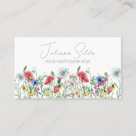 Cartão De Visita Floral Ilustrativo Elegante de Aquarela com QR