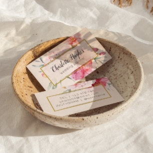 Cartão de visita floral impermeável