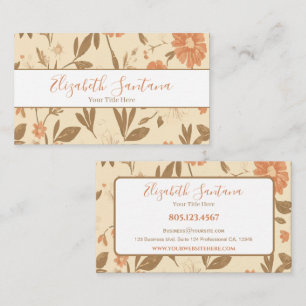 Cartão De Visita Floral Laranja Elegante