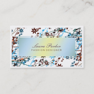 Cartão De Visita Floral Makeup Artist Hair Stylist Azul