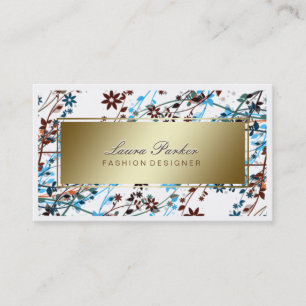 Cartão De Visita Floral Makeup Artist Hair Stylist Azul