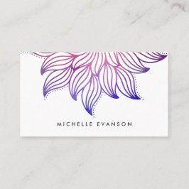 Cartão De Visita Floral Mandala Blue e Purple Watercolor Boho