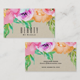 Cartão De Visita Floral Marrom Moderno Brilhante Kraft Glam Country