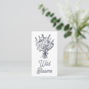 Cartão De Visita Floral Mínimo Moderno Rústico Buquê de Flor Selvag