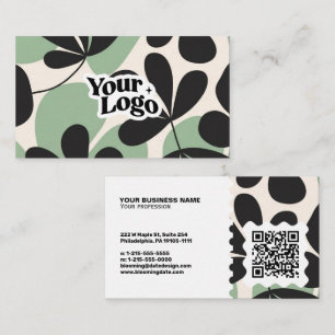 Cartão de Visita Floral Moderno – Código Qr e logo