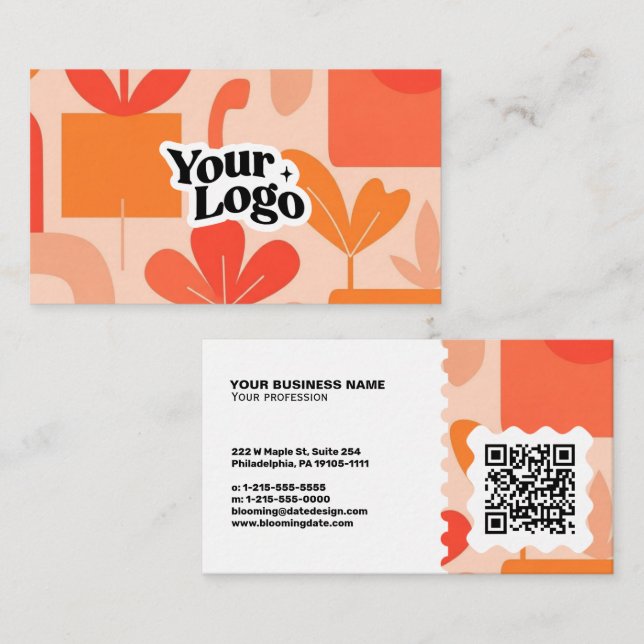 Cartão de Visita Floral Moderno – Código Qr e logo (Frente/Verso)