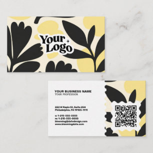 Cartão de Visita Floral Moderno – Código Qr e logo