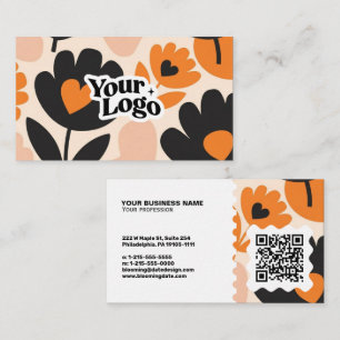 Cartão de Visita Floral Moderno – Código Qr e logo