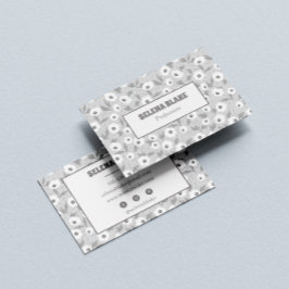 Cartão De Visita Floral, moderno e moderno preto e branco elegante