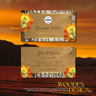 Cartão De Visita Floral Natural Wood Grain Rustic Latido Logo