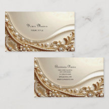 Cartão de Visita Floral Ornado Elegante Dourado