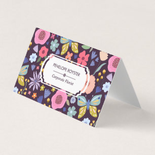 Cartão de Visita Floral Padrão Ameixa Escura & Mau