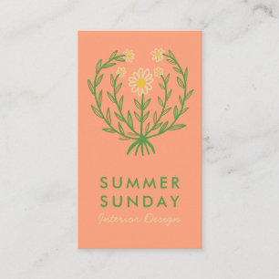 Cartão De Visita Floral PERSONALIZADO do Logotipo Moderno Daisy Flo