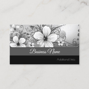 Cartão de visita floral preto & branco