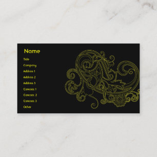 Cartão De Visita Floral preto - negócio