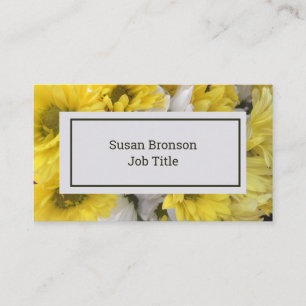 Cartão De Visita Floral primavera amarelo e branco