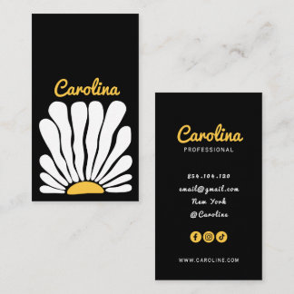 Cartão de visita floral psicodélico retrô boho